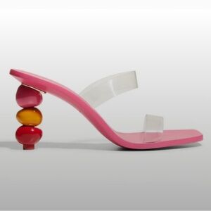 Stylish Pink and Clear Women's Heels